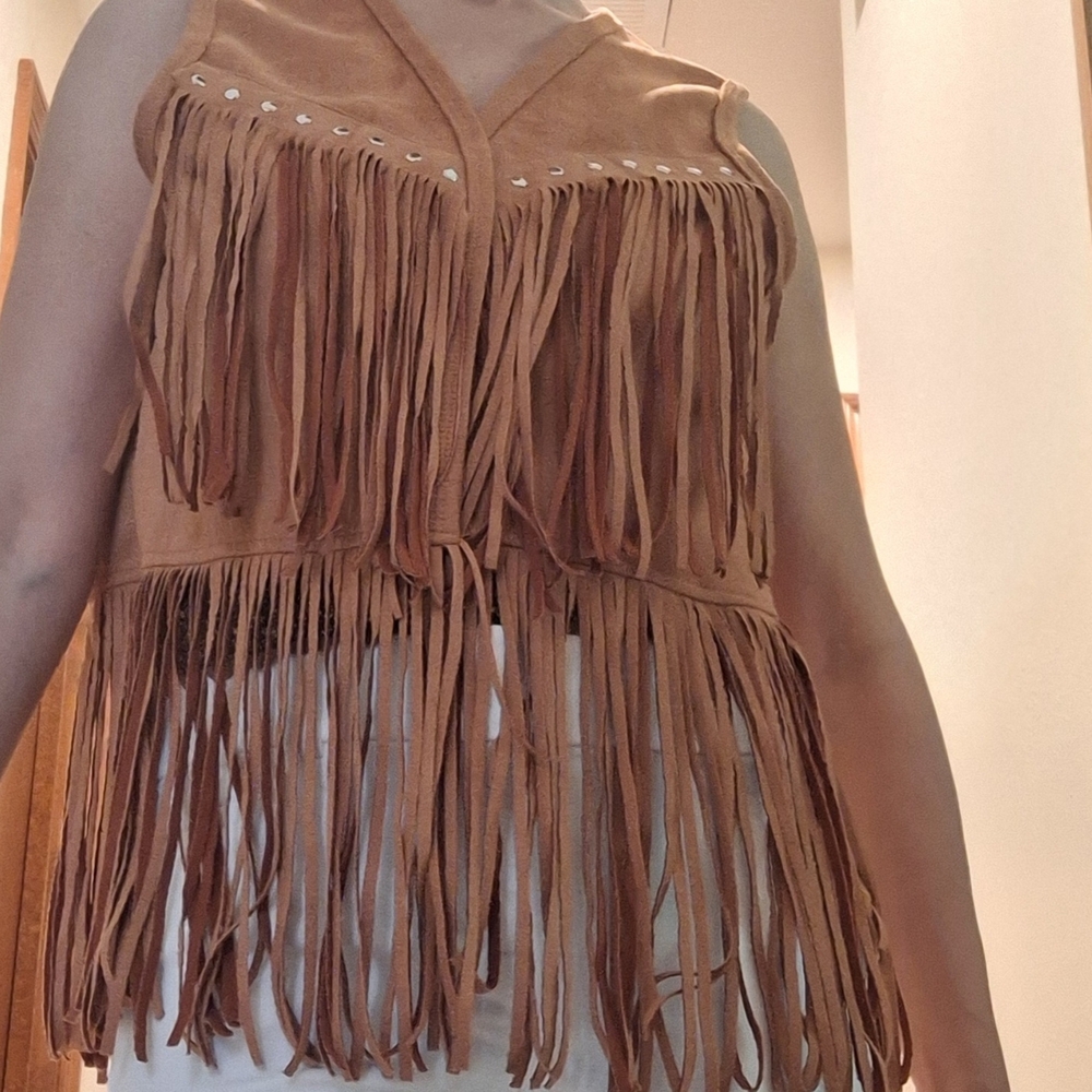 Brown Suede Fringe Vest